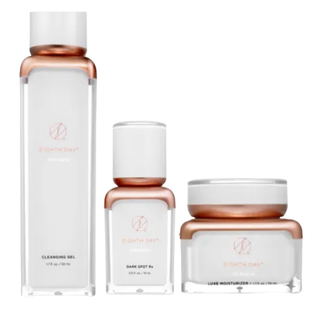 Eighth Day Luxe Moisturizer + Cleanser Skincare 3pcs Bundle NEW Retail $423